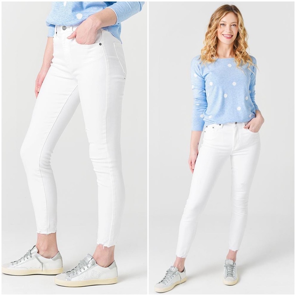 NWT PISTOLA High Rise Stretch Denim Ankle Cropped Raw Fray Hem Skinny‎ Jeans 26